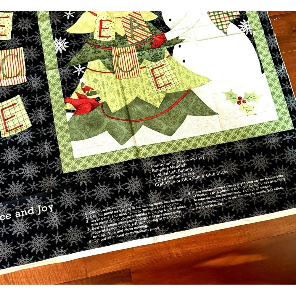 Steele Creek Studio Peace and Joy Christmas Quilt Panel Fabric Snowman CP50693